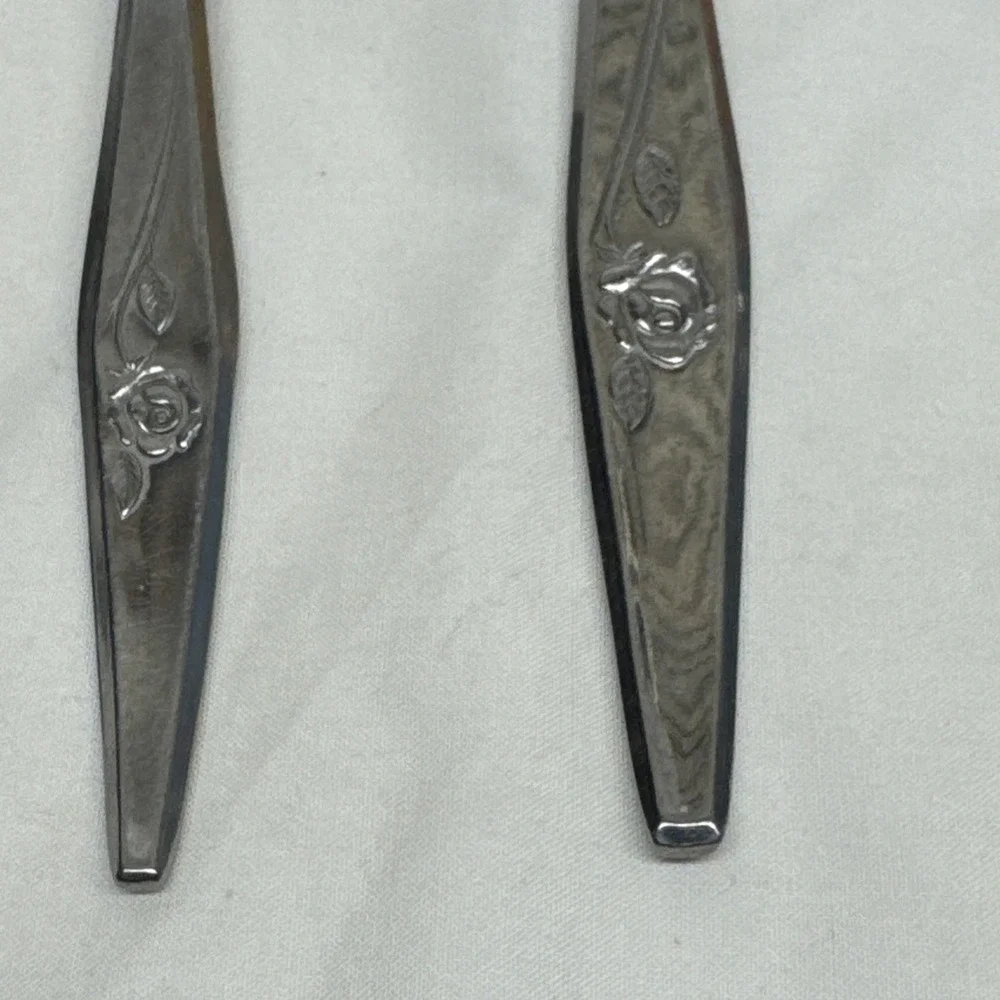 Creative Manor Spritely Rose Stainless Steel Japan Lot 2 Serving Spoons Slotted